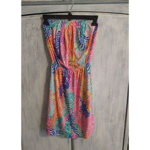 Lilly Pulitzer Strapless XXs mini floral Dress Boho Cottage Core Beachy